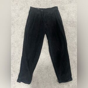 Perry Ellis Vintage 90s Black Corduroy Roll Cuff Cotton Skate Pants Size 34x32